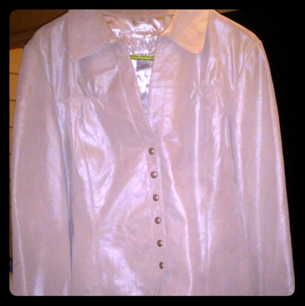 Live a little 100% real leather beige jacket